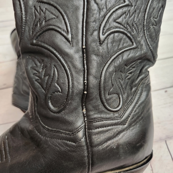 Dan Post Black Leather Western Heeled Cowboy Boots - Picture 7 of 8
